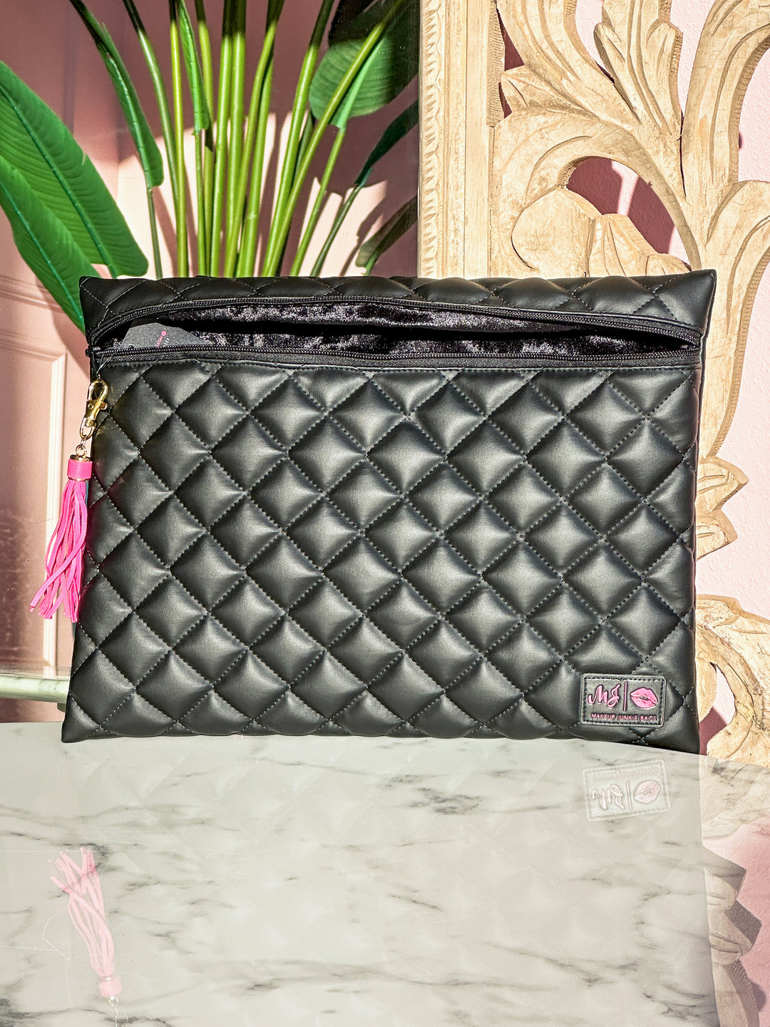 Makeup Junkie Bags - Luxe Onyx Quilted Laptop Case [Pre-Order] - Glamfox Exclusive