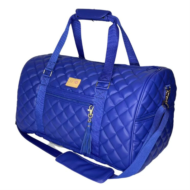 Makeup Junkie Bags - Luxe Cobalt Quilted Duffel Bag [Pre-Order]