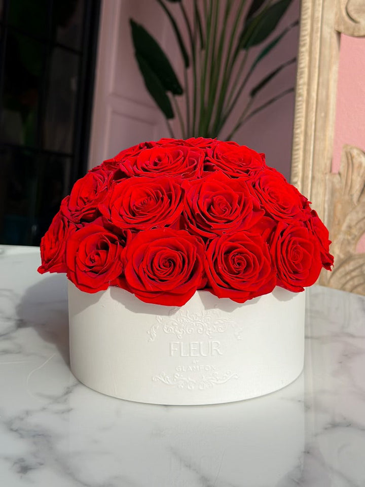 Red Classic Round Forever Roses - Large