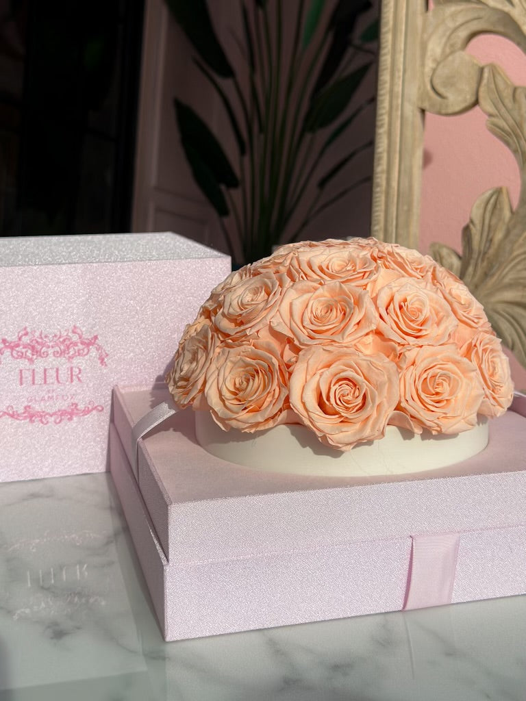 Champagne Classic Round Forever Roses - Large