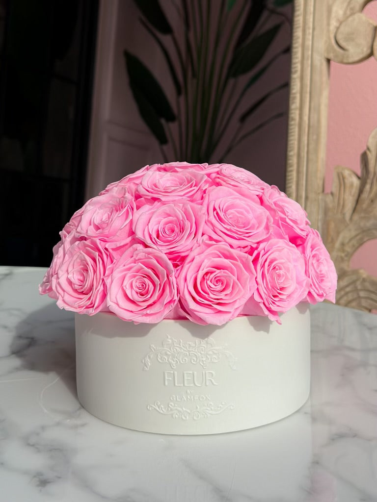 Bright Pink Classic Round Forever Roses - Large