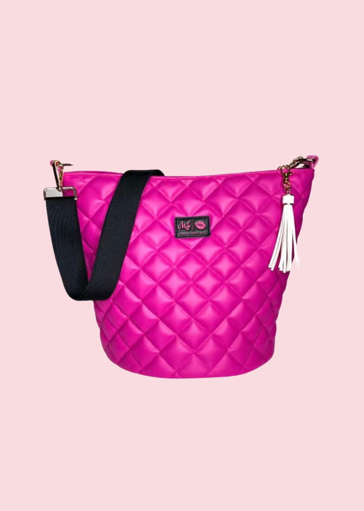 Makeup Junkie Bags - Luxe Hot Fuchsia Bitty Bucket Bag [Pre-Order]