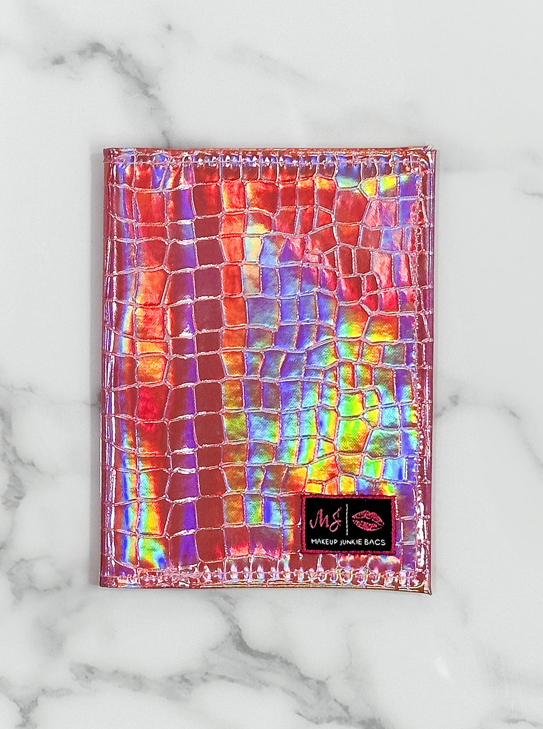 Makeup Junkie Bags - Pink Holographic Passport Travel Book [Pre-Order] Glamfox Exclusive