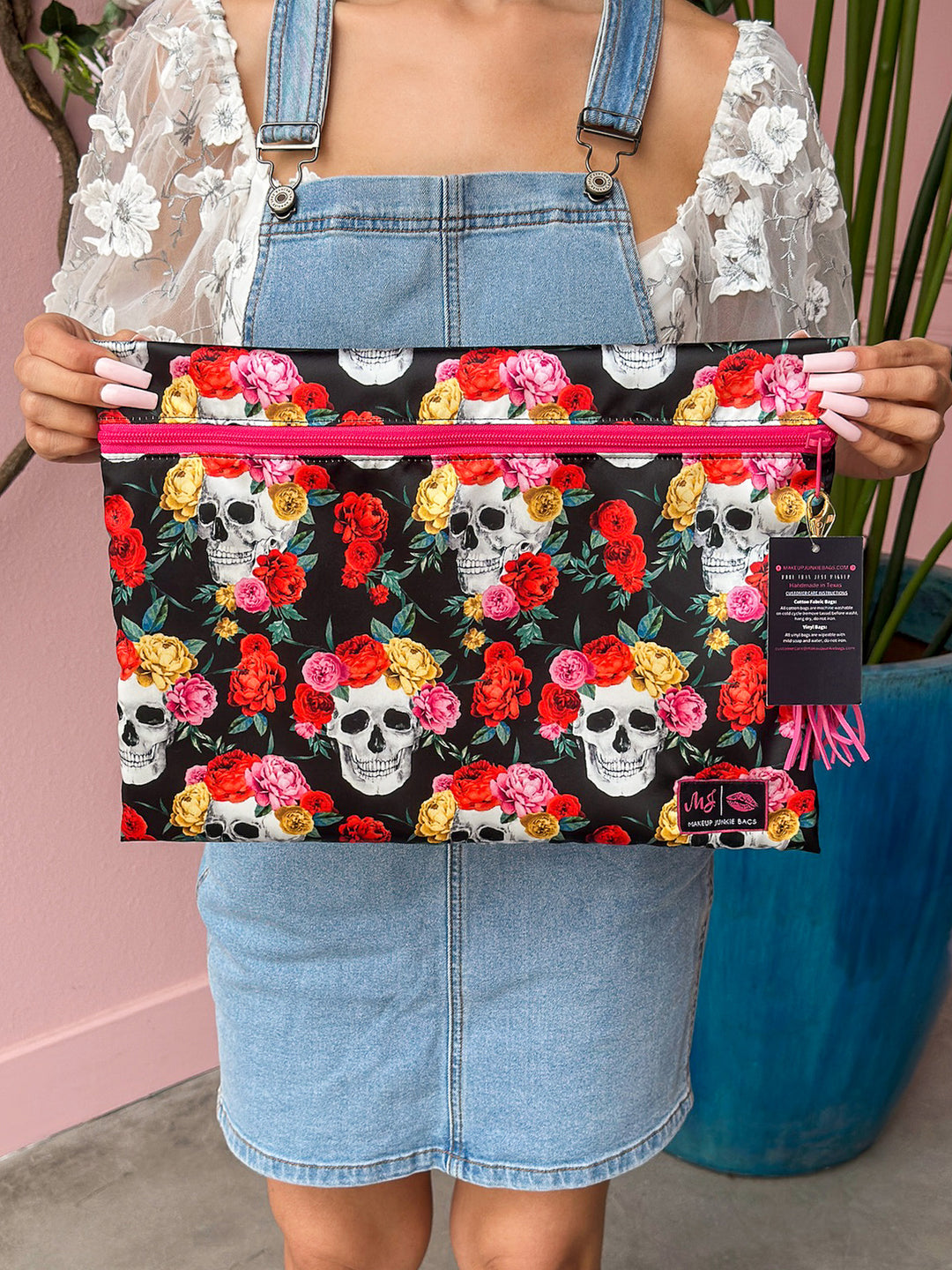 Makeup Junkie Bags - Floral Skulls Laptop Case [Ready to Ship] - Glamfox Exclusive