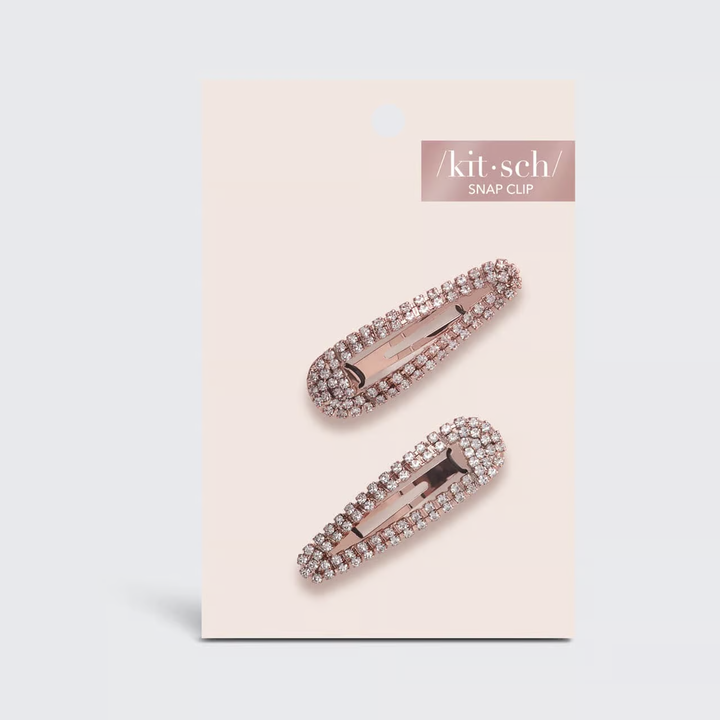 Kitsch - Mini Rhinestone Snap Clips - Rose Gold