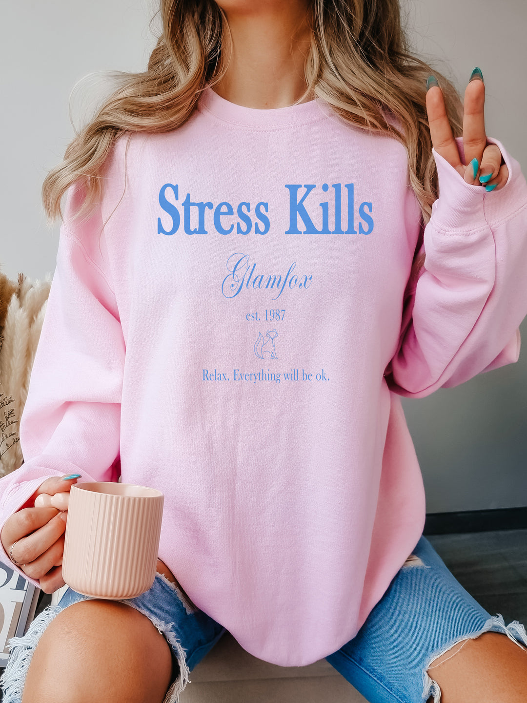 Glamfox - Stress Kills Glamfox Graphic Sweater