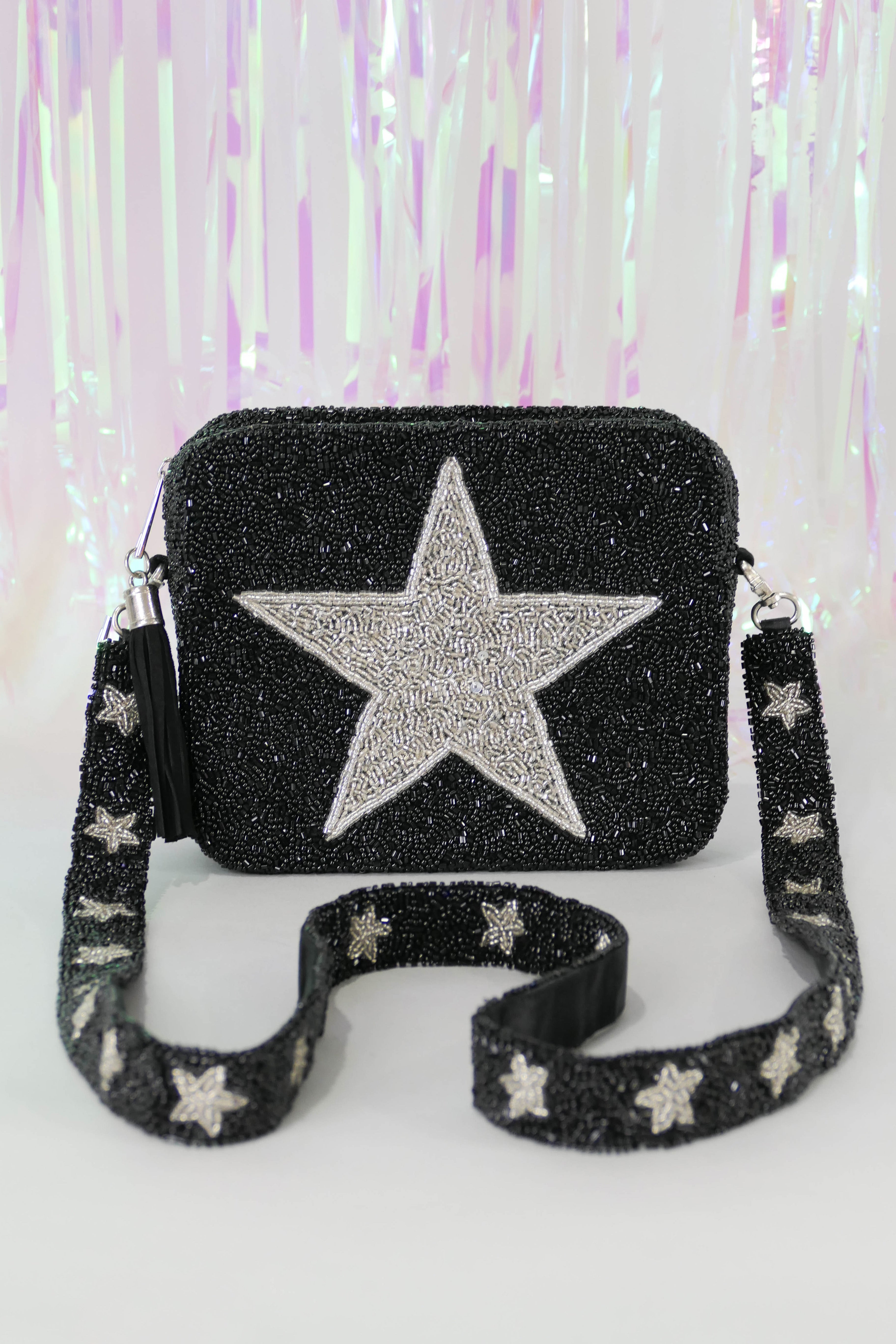 Black beaded crossbody bag hot sale