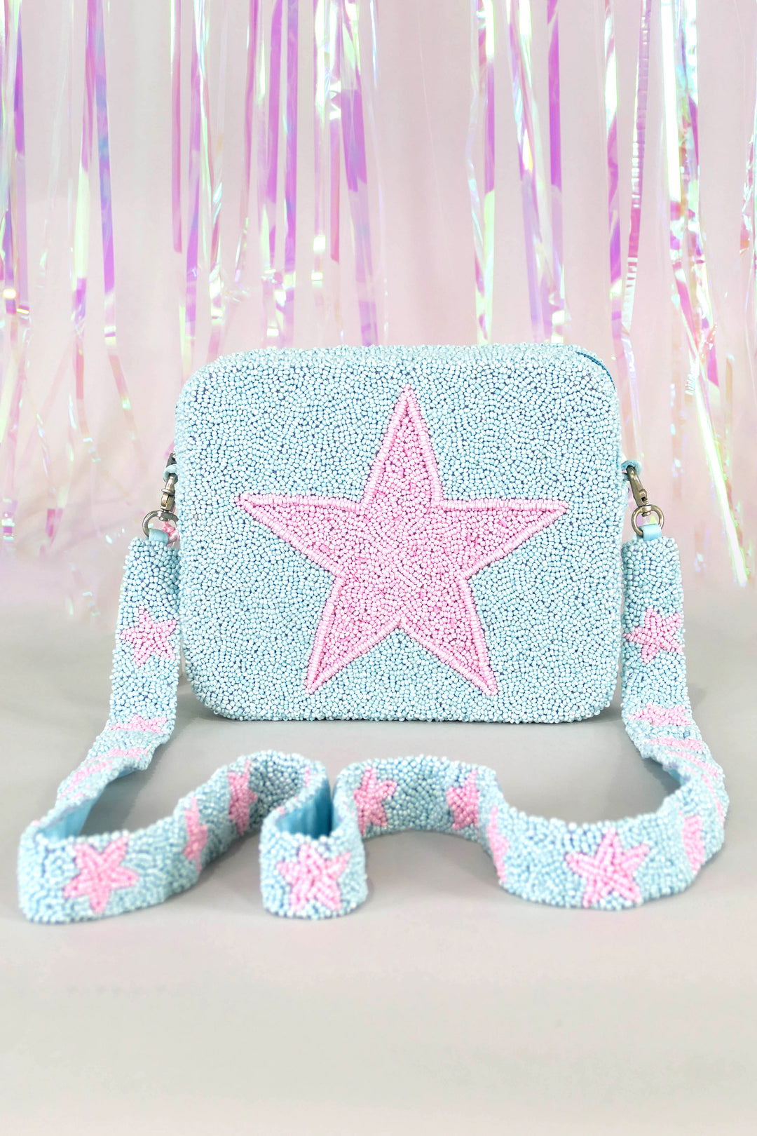 Glamfox - Beaded Baby Pink and Blue Star Bag [Pre Order]