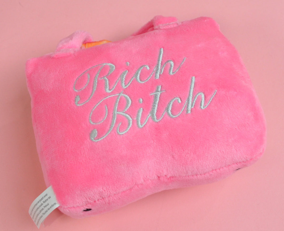 Haute Diggity Dog Barkin Bag - Pink w/ Scarf RICH Plush Dog Toy