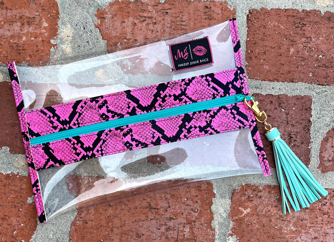 Makeup Junkie Bags - In The Clear Hot Pink Viper [Pre-Order]