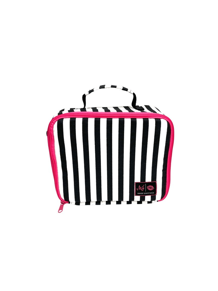 Victorias Secret Makeup Cosmetic Travel Bag Pink and Black Strip