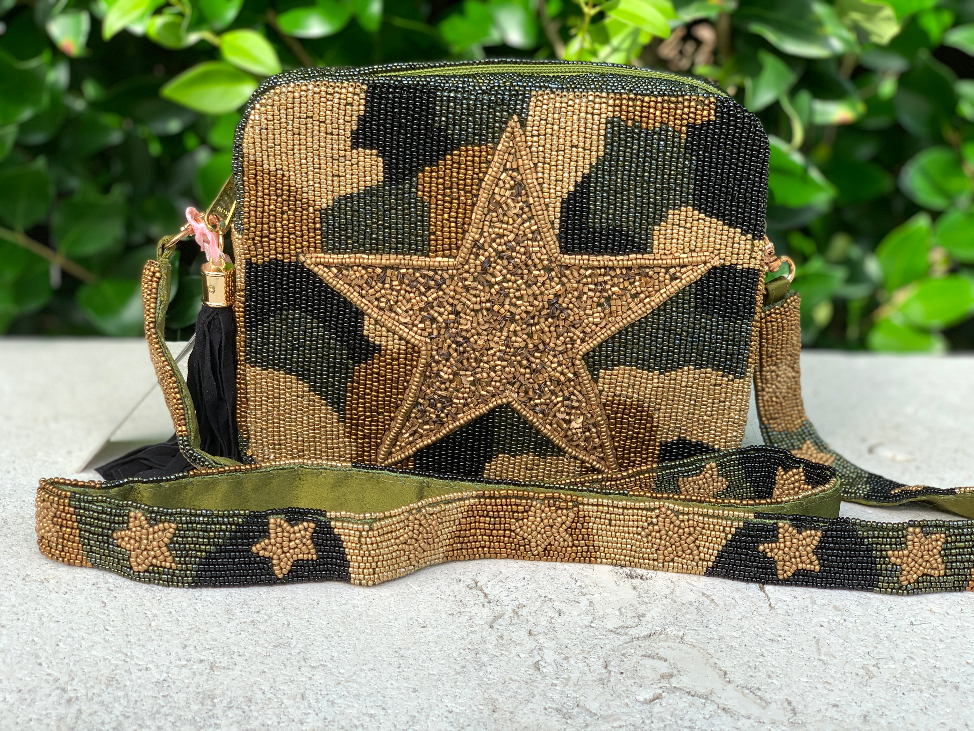 Gold Star Beaded Crossbody Strap