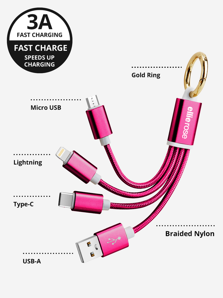 Ellie Rose - Hot Pink Keychain Cable