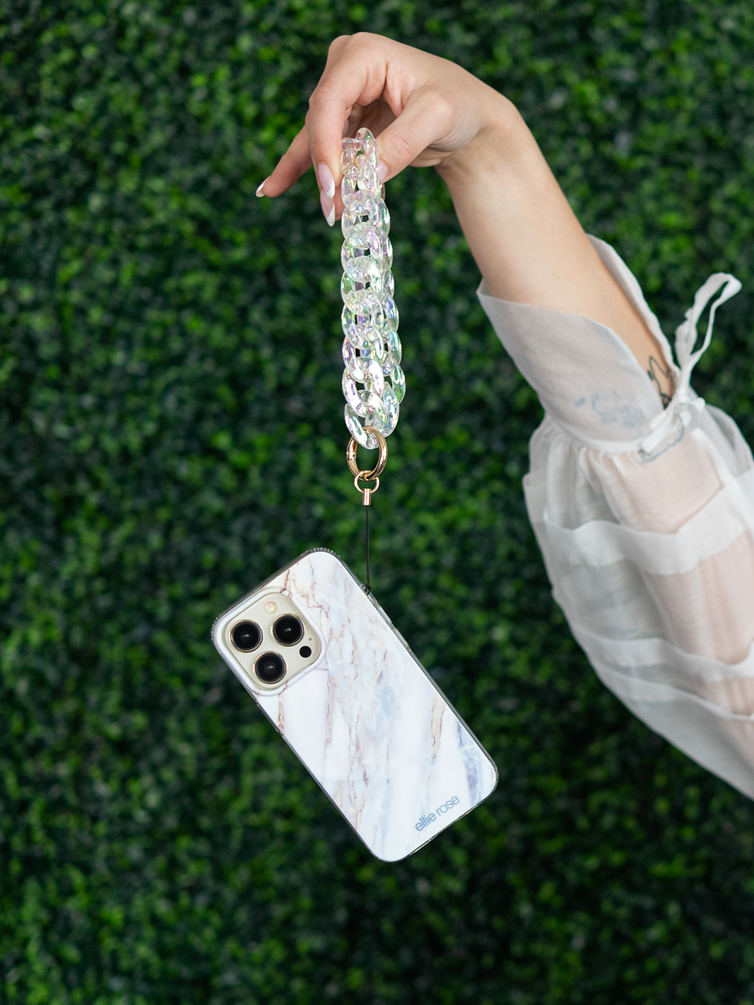 Ellie Rose - Clear Holographic Phone Charm