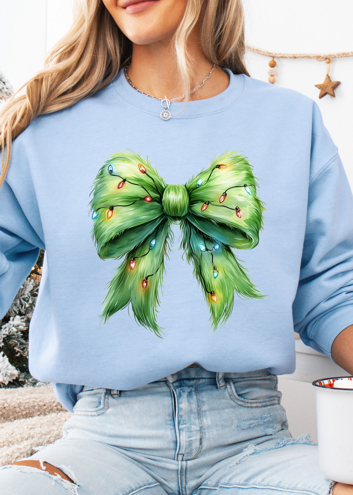 Glamfox  - Green Bow Graphic Crewneck