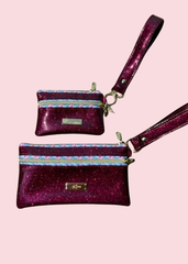 Makeup Junkie Bags - Wine Stardust Glitter Butterfly Zipper Demi [Ready To Ship]