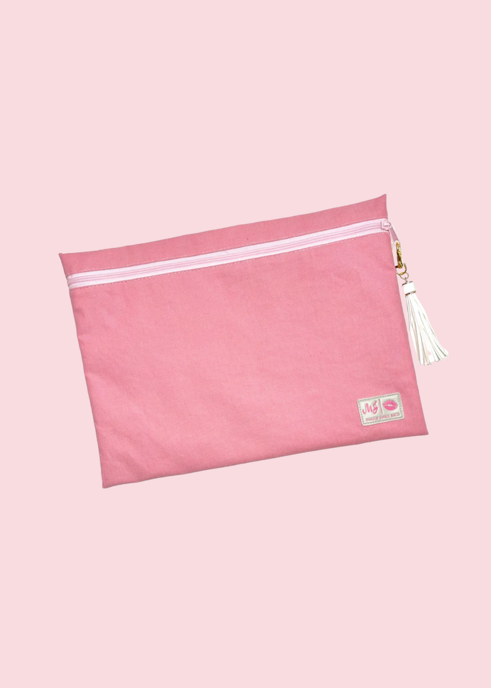 Makeup Junkie Bags - Bubble Gum Jumbo Top Zip Flat Lay [Pre-Order]
