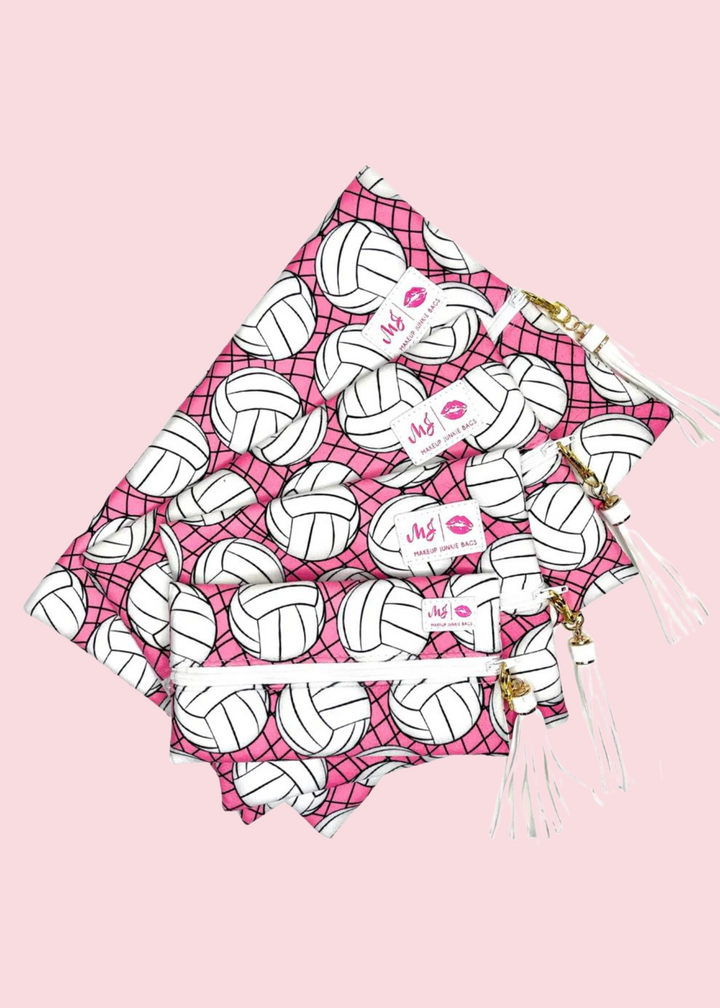 Makeup Junkie Bags - Pink Sports Fan Volleyball Travel Bags [Pre-Order]