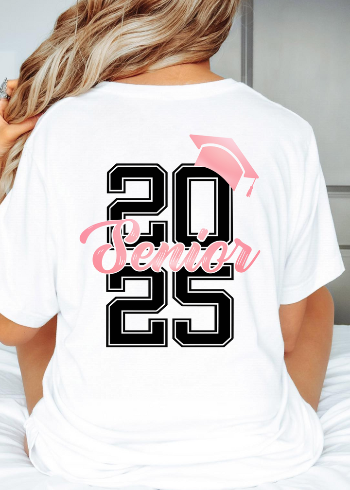 Glamfox  - Pink Grad Cap 2025 Senior Graphic Tee