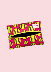 Makeup Junkie Bags - Sports Fan Softball Pink Flat Lay [Pre-Order]
