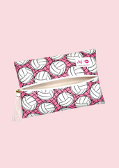 Makeup Junkie Bags - Sports Fan Volleyball Pink Flat Lay [Pre-Order]