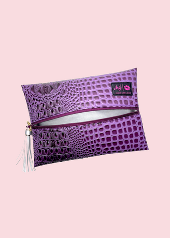 Makeup Junkie Bags - Bubble Gator Amethyst Flat Lay [Pre-Order]
