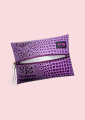 Makeup Junkie Bags - Bubble Gator Amethyst Flat Lay [Pre-Order]