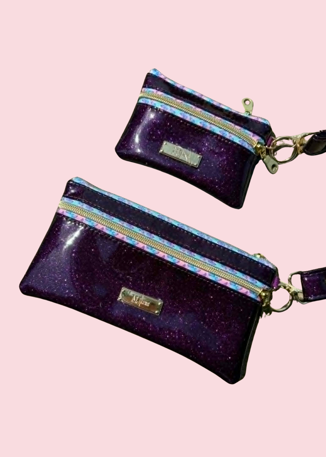 Makeup Junkie Bags - Purple Stardust Glitter Butterfly Zipper Demi [Ready To Ship]