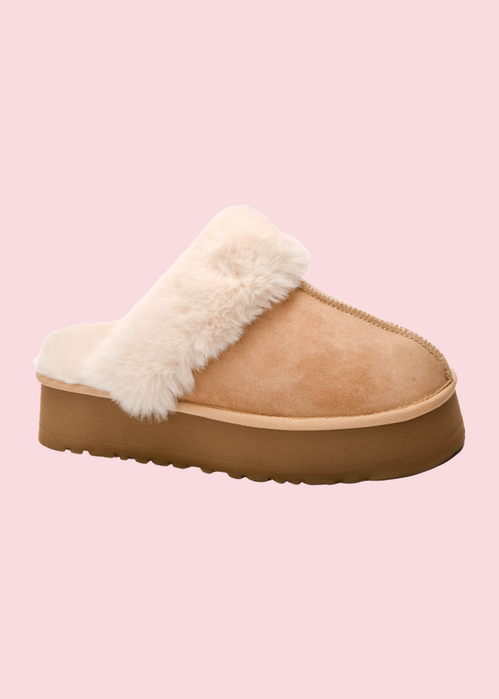 Corkys - Cuddle Up Platform Slippers in Camel