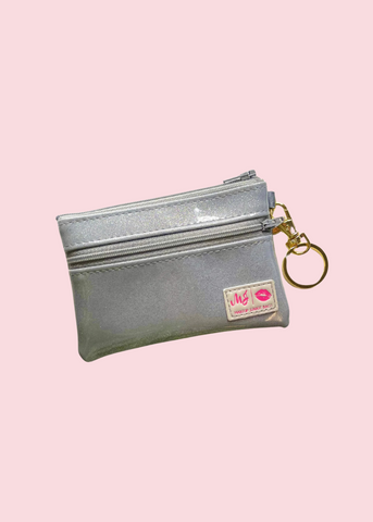 Makeup Junkie Bags - Glitter Silver Zip It [Ready to Ship]