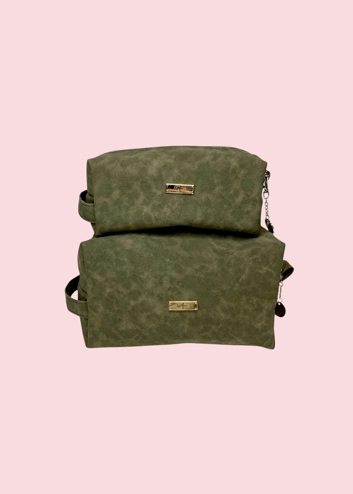 Makeup Junkie Bags - Suede Soul Olive Luxe Bobbie Bags [Pre-Order]