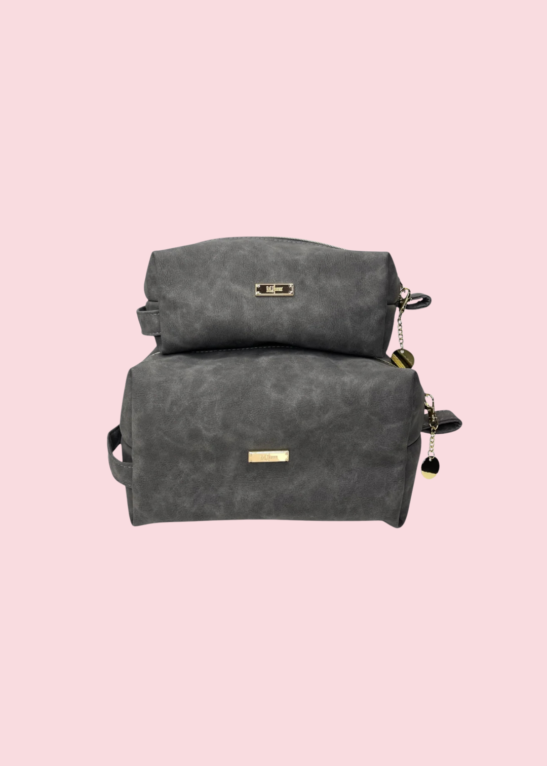 Makeup Junkie Bags - Suede Soul Graphite Luxe Bobbie Bags [Pre-Order]