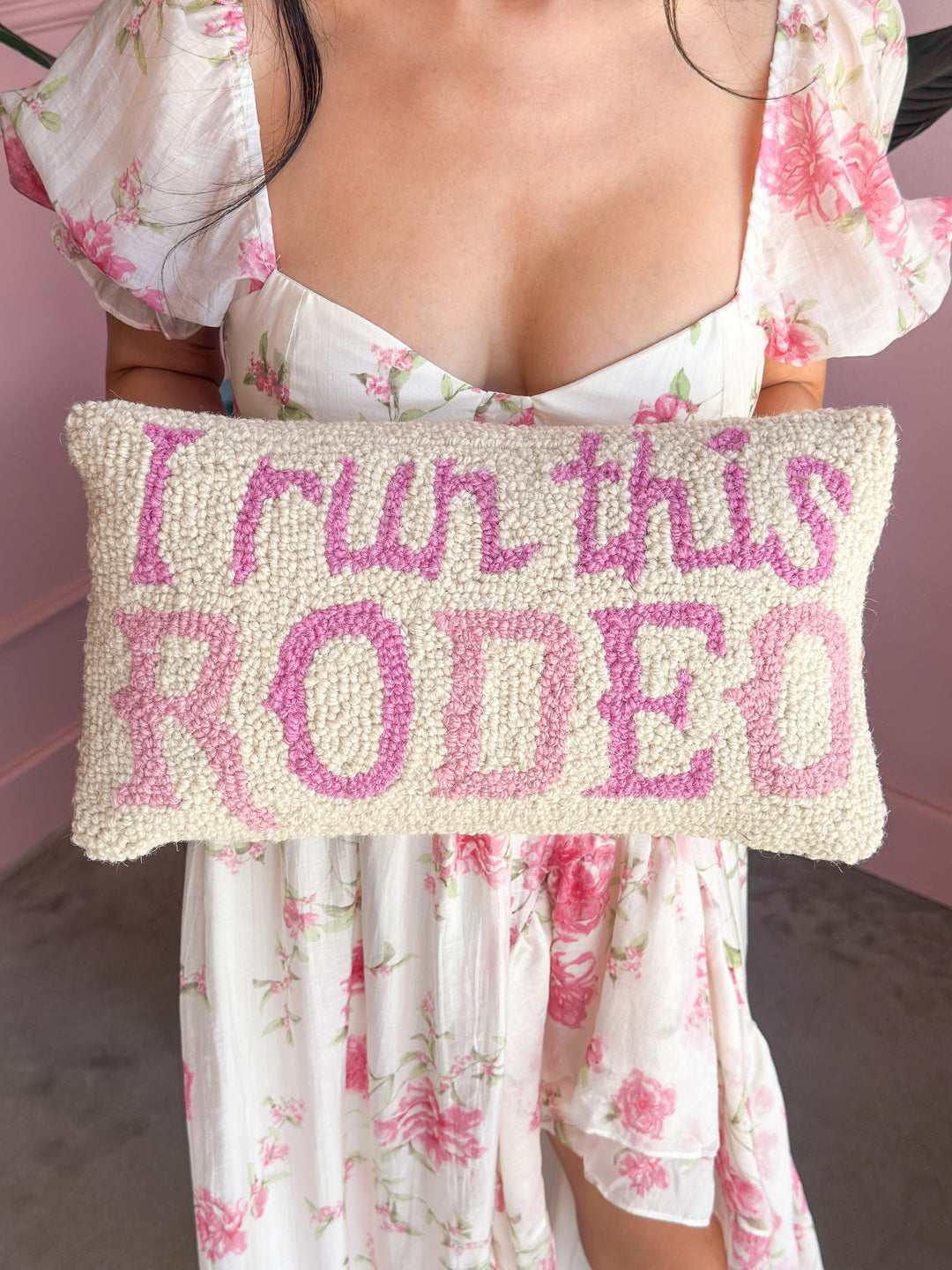 Peking Handicraft - I Run This Rodeo Hook Pillow