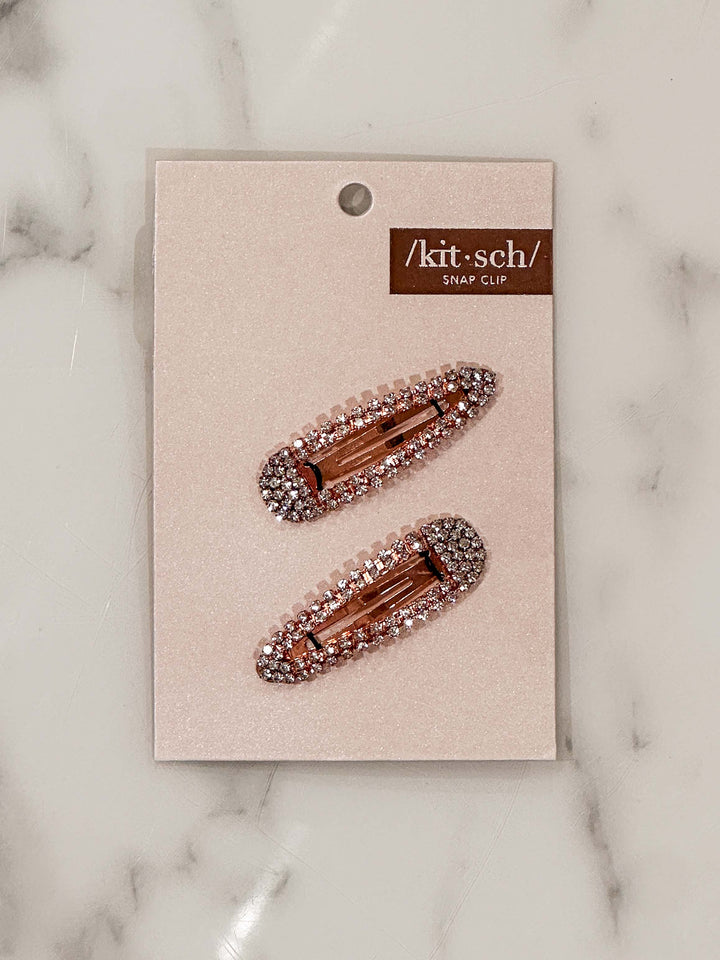 Kitsch - Mini Rhinestone Snap Clips - Rose Gold