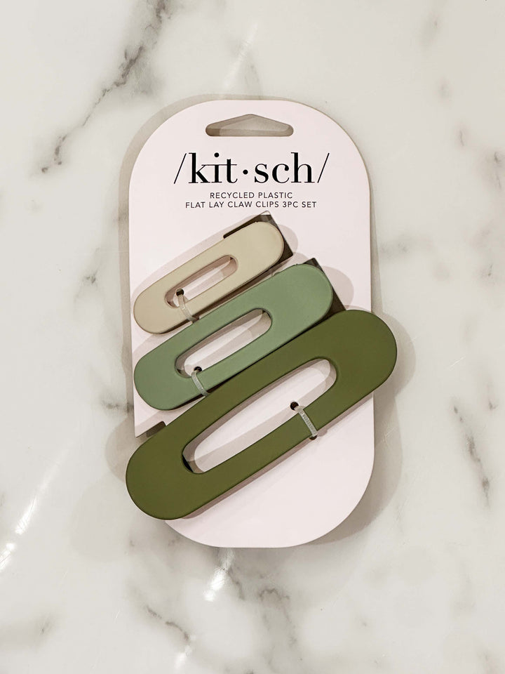 Kitsch - Matte Flat Lay Claw Clip Flat 3pc - Eucalyptus