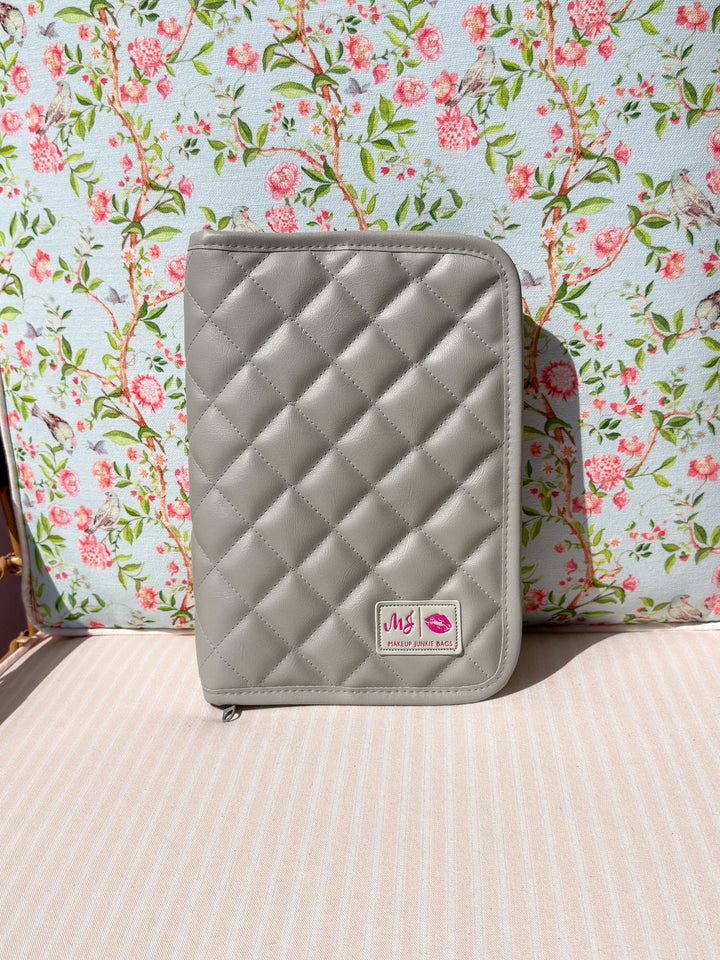 Makeup Junkie Bags - Grey Luxe Quilted Mini Padfolio [Ready to Ship]