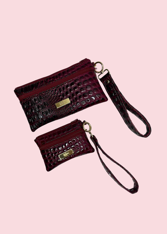 Makeup Junkie Bags - Bubble Gator Wine Luxe Demi Wristlet [Pre-Order]