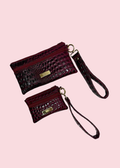Makeup Junkie Bags - Bubble Gator Wine Luxe Demi Wristlet [Pre-Order]