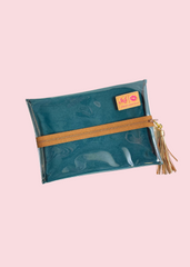 Makeup Junkie Bags - Azul Blue Clear Top Flat Lay [Pre-Order]