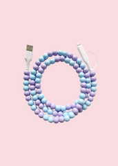 Glamfox - Blue & Purple Beaded Phone Charger [Dual USB-C & Lightning]