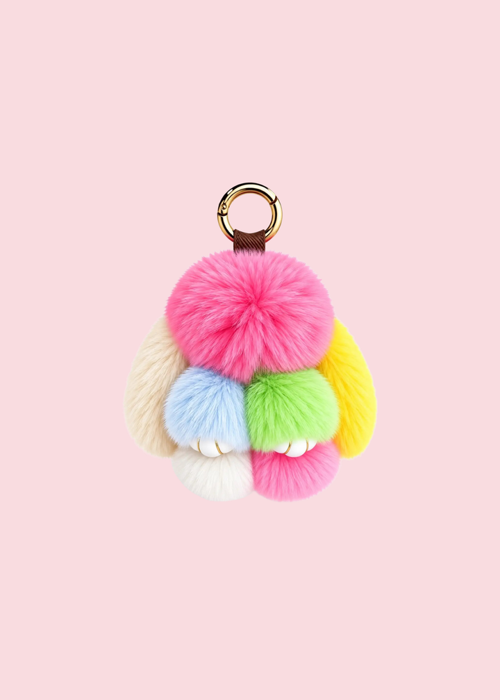 Glamfox - Multi Color Fluffy Bunny Bag Charm [Pre-Order]
