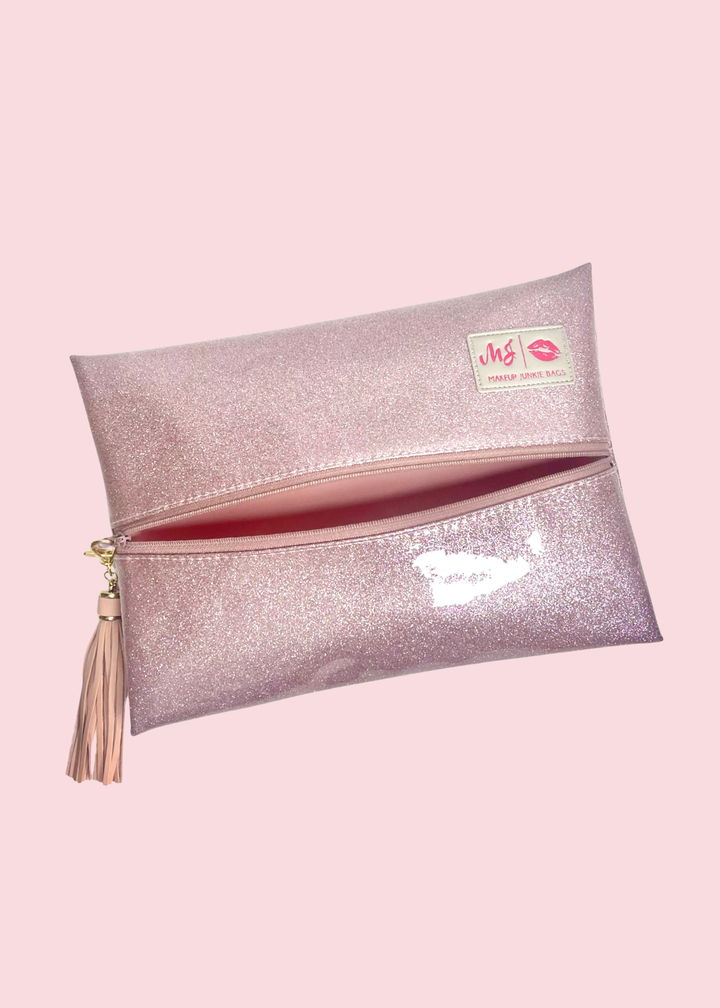 Makeup Junkie Bags - Blush Stardust Glitter Travel Bags [Pre-Order]