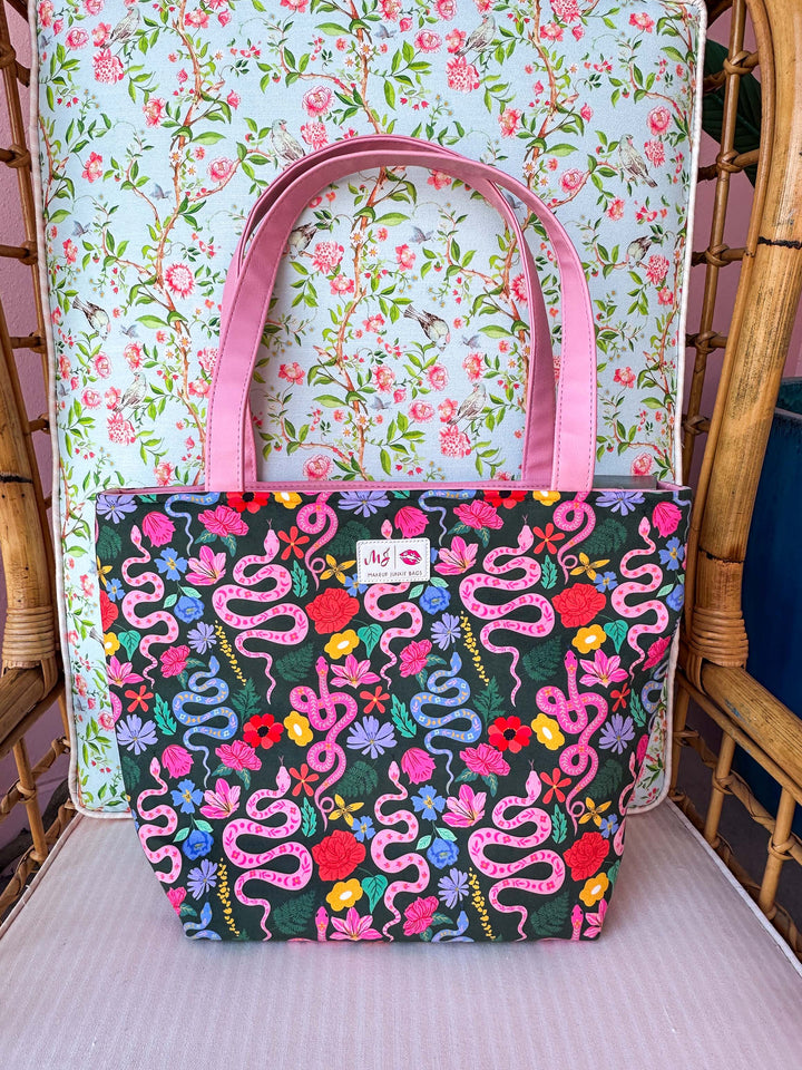 Makeup Junkie Bags - Reputation Floral Snake Tote [Ready to Ship]