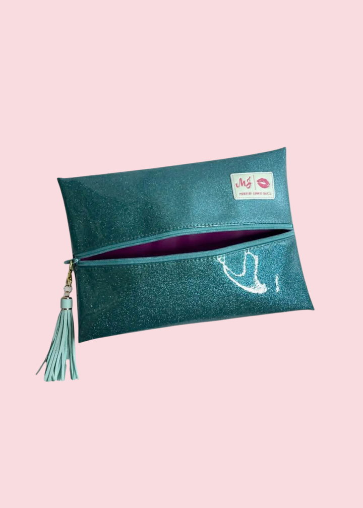 Makeup Junkie Bags - Turquoise Stardust Glitter Travel Bags [Pre-Order]