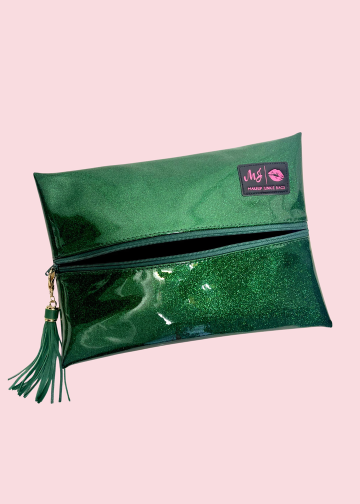 Makeup Junkie Bags - Emerald Stardust Glitter Travel Bags [Pre-Order]