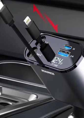 Tech Trendz - 4-in-1 Retractable Car Charger
