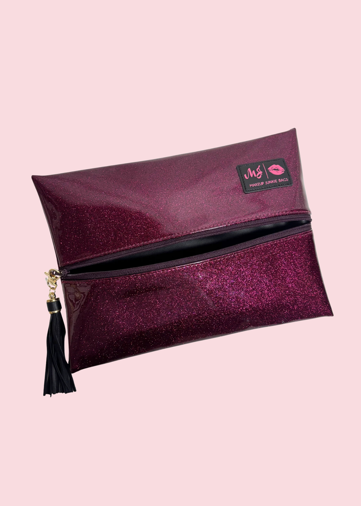 Makeup Junkie Bags - Fuchsia Stardust Glitter Travel Bags [Pre-Order]