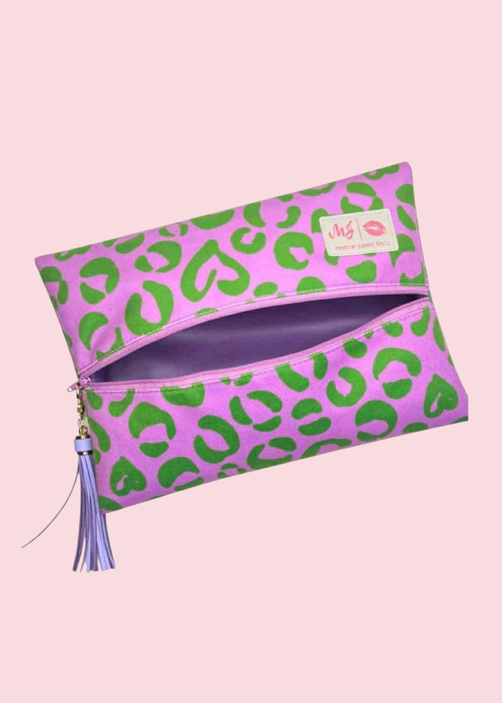 Makeup Junkie Bags - Lilac Cheetah Love Travel Bags [Pre-Order]