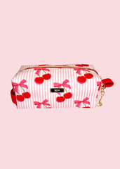Makeup Junkie Bags - Cherry Pinstripe Bobbie Bag [Pre-Order]