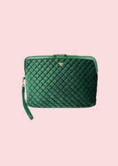 PurseN - Emerald Velvet Quilted Litt Makeup Case